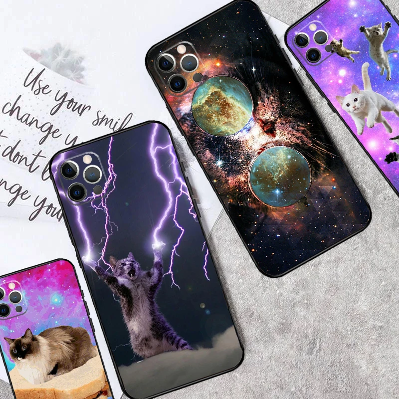 CAT v vesmíre pre iPhone 15 16 14 Pro Max Plus 13 12 Mini 11 Pro Max x xr xs Max 7 8 Zadný kryt