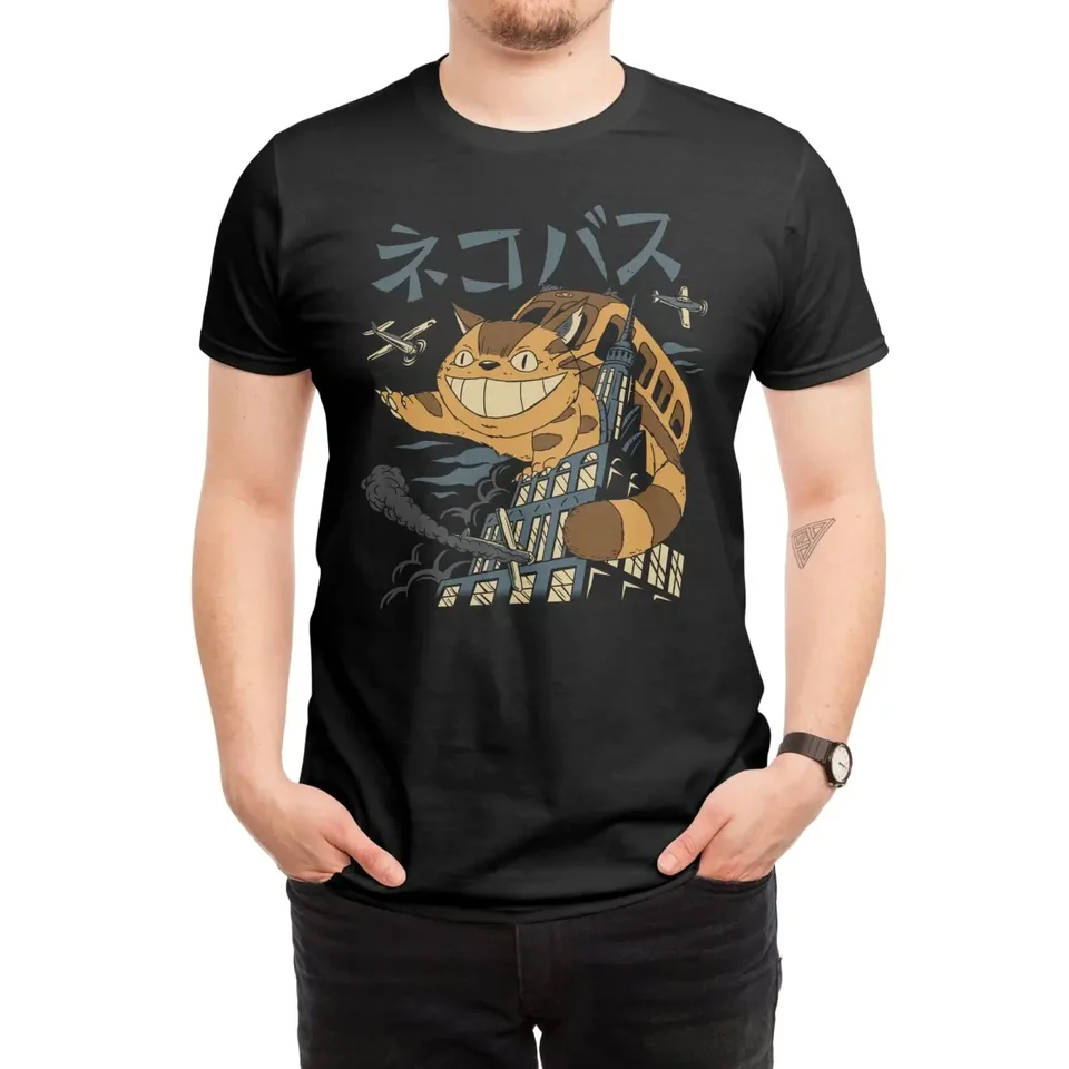 Catbus Kong na vrchole ríše State Building Ukiyo Tričko 100% bavlna O-krk na krátky rukáv Casy Mens Tričko S-3XL