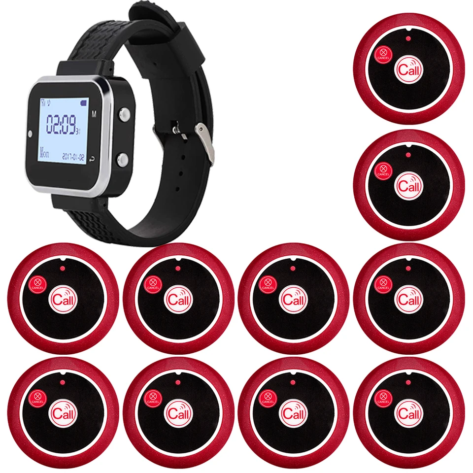 Catel 10 Table Call tlačidlá 1 zápästie Watch Watch Pager Restaurant Restaurant Wireless Calling System Systém Pating Paging Cafe Service Service Buzzer