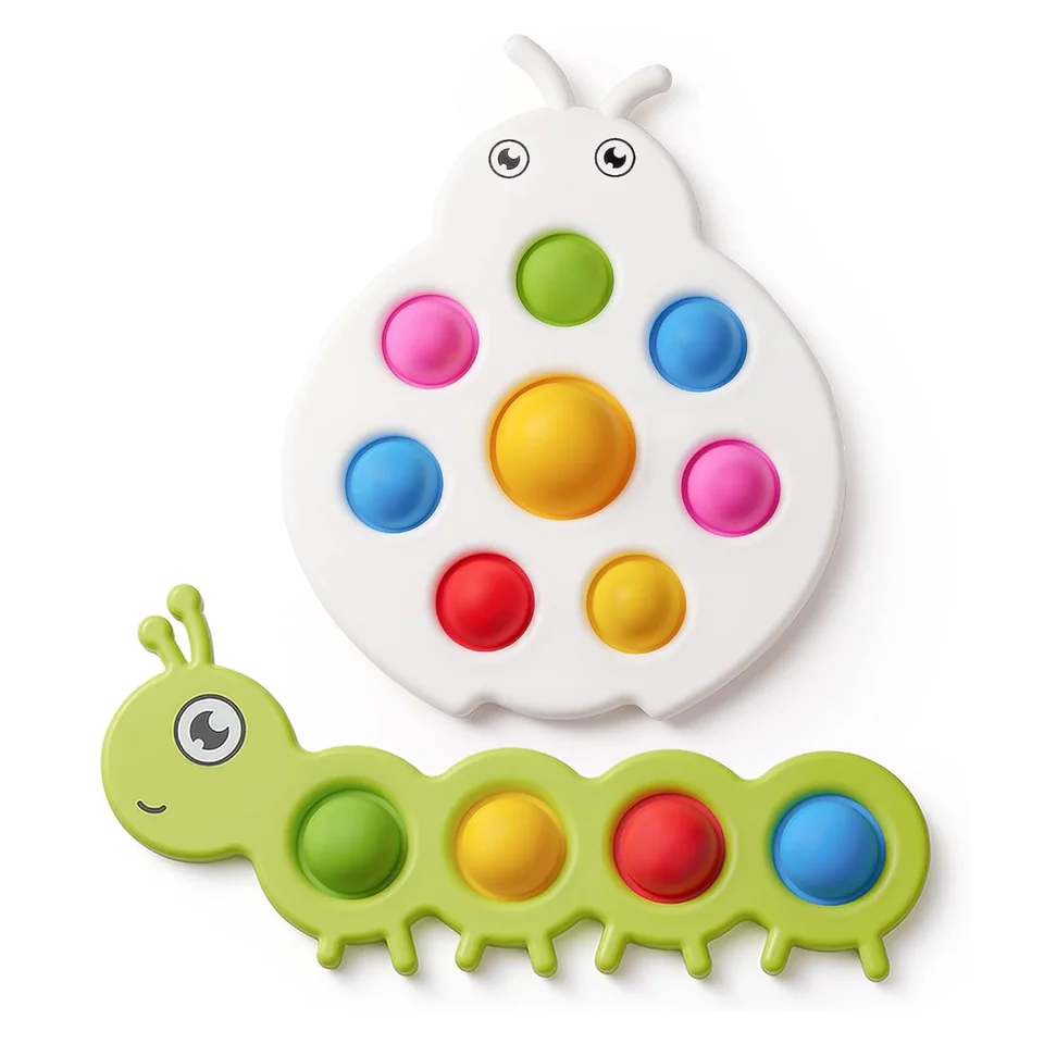 Caterpillar Ladybug Montessori Fidget Popper Sensory detské hračky po dobu 10 a viac mesiacov, jemné motorické zručnosti, cestovné hračky Darček