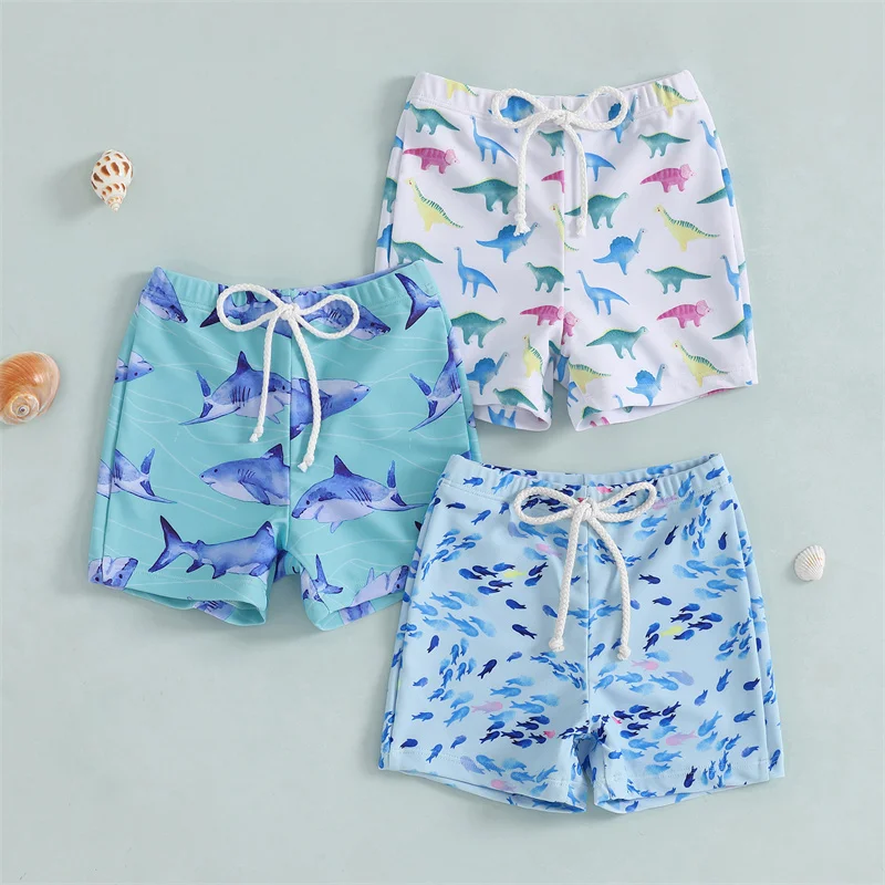 Cathery Kids detské malé chlapci plavky kraťasy karikatúra Dinosaurus/Shark Print Placking Suck Plave Trunks plavky 6m-4t