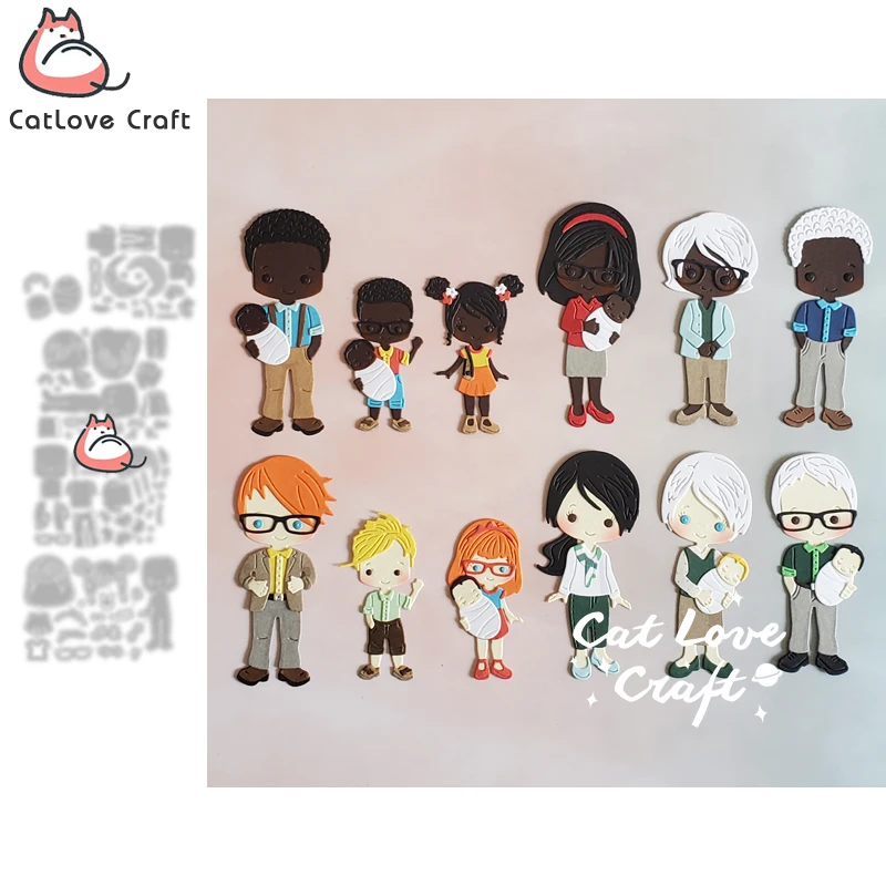 Catlove Family Series Metal Cutting Dies Scrapbooking formy šablóna Die Cuts Card Card Cance Craft Embosing Nové zomrieť pre rok 2021