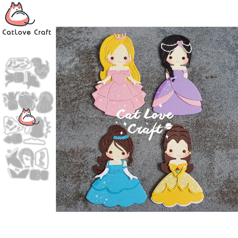 Catlove Princess Girl Metal Cutting Dies Scrapbooking form Stencil Die Cuts Card Card Tvorba remeselníka Embosing Nové zomrieť pre rok 2022