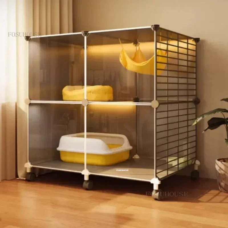 CATS CAGE PET DODÁVKA DOMÁCNA INTERÁR Malý byt Priehľadný mačkový dom veľký voľný priestor Cat Villa klietka s rebríkom n