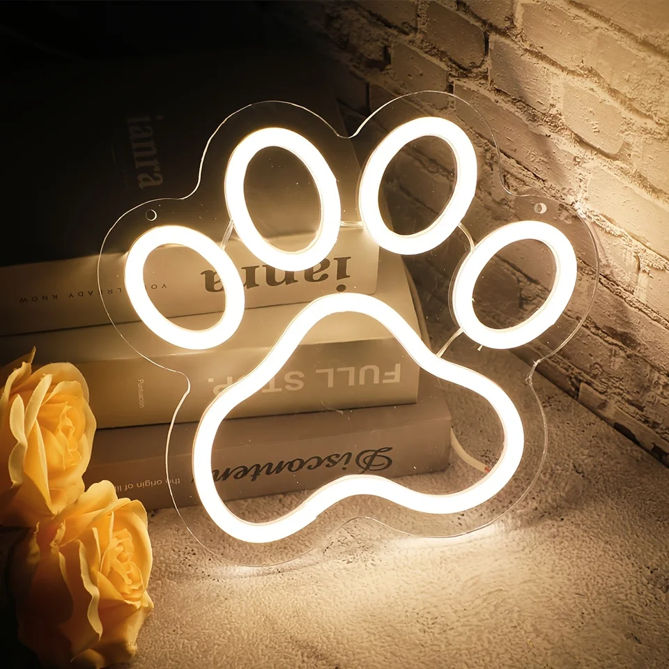 Cat's Paw Neon Sign Cute LED svetlo značenie vhodné pre miestnosť Pet Pet Store Reklamná reklama Decort Svetlo USB Power Supply