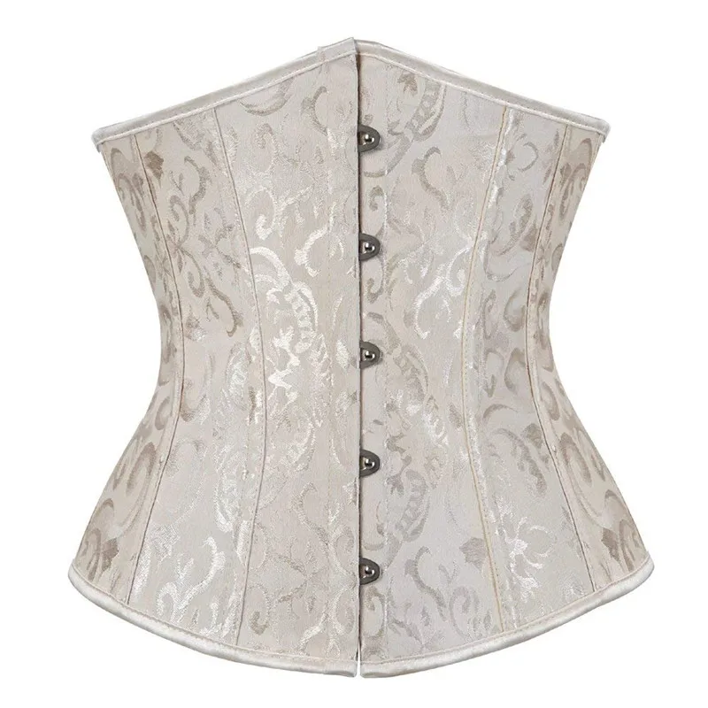 Caudutas Ženy korzet Underbust Bustiers Floral Gothic korzet sexy spodná bielizeň Top Jacquard Corset Cupless kostým plus veľkosť červená