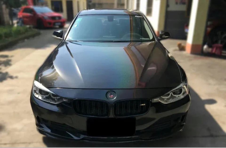 Caxvinyl Factory Direct Doprava zdarma lesklý dúhový laser chróm Čierny obal vinyl Vinyl plná rolka Veľkosť 1,52 x 18m/5x59ft