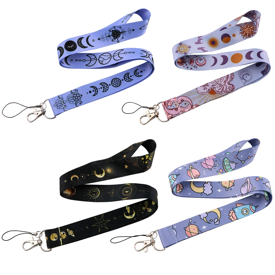 CB1189 Slnko a mesiac Lanyards Keychain DIY Telefónne popruhy USB ID Card Držiak držiaka Klávesový remienok na pásový remienok Lariat Keycord