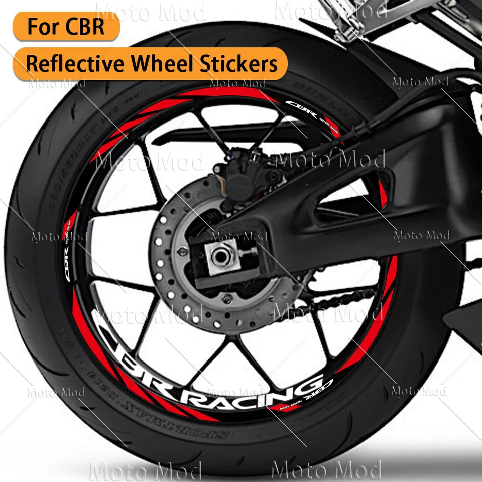CBR COLLE STRACKER REFLESTICKÝ HUB DECAL DRIM RIM STRIPE TAPE pre HONDA CBR 650R CBR 600RR CBR 1000RR CBR 650F 500R 250R 125R