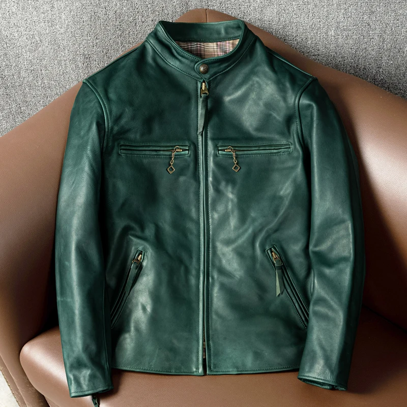 CC Shop Top.2022 Úplne nová cool originálna kožená bunda. Módny motorkár J100 Style Oil Horsehide oblečenie pre muža