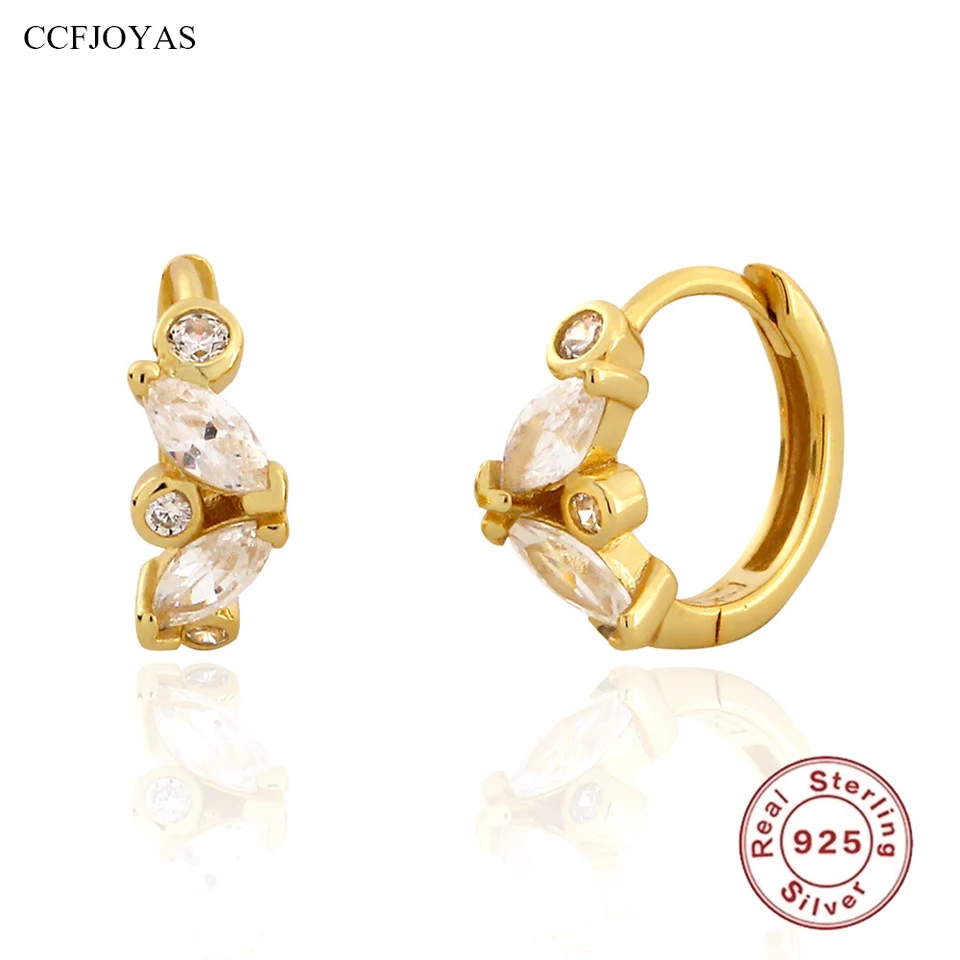 CCFJOYAS 9 mm 925 Sterling strieborné náušnice s markízou