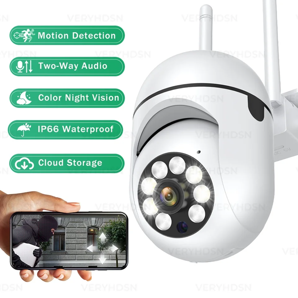 CCTV WiFi Fotoaparát bezdrôtové bezpečnostné sledovanie kamier Outdoor 4x Digital Zoom Night Color AI inteligentné sledovanie Tri Way Audio IP66