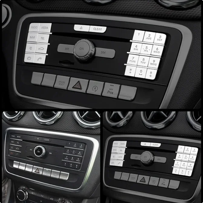 CD konzoly CD multimediálne tlačidlá nálepky pre TREST pre Mercedes Benz GLA X156 CLA C117 AB Class W176 W246 Interiérové ​​nálepky automobilu