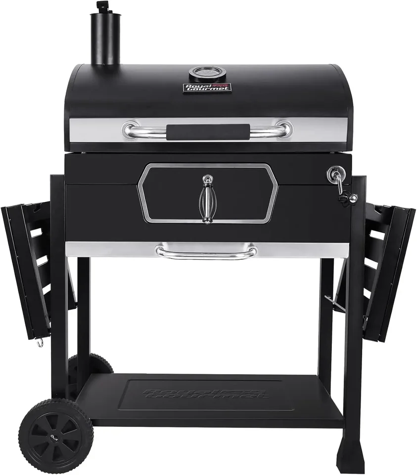 CD2030an 30-palcový gril na drevené uhlie, Deluxe BBQ fajčiar piknik kemping terasa na záhrade, čierne, veľké