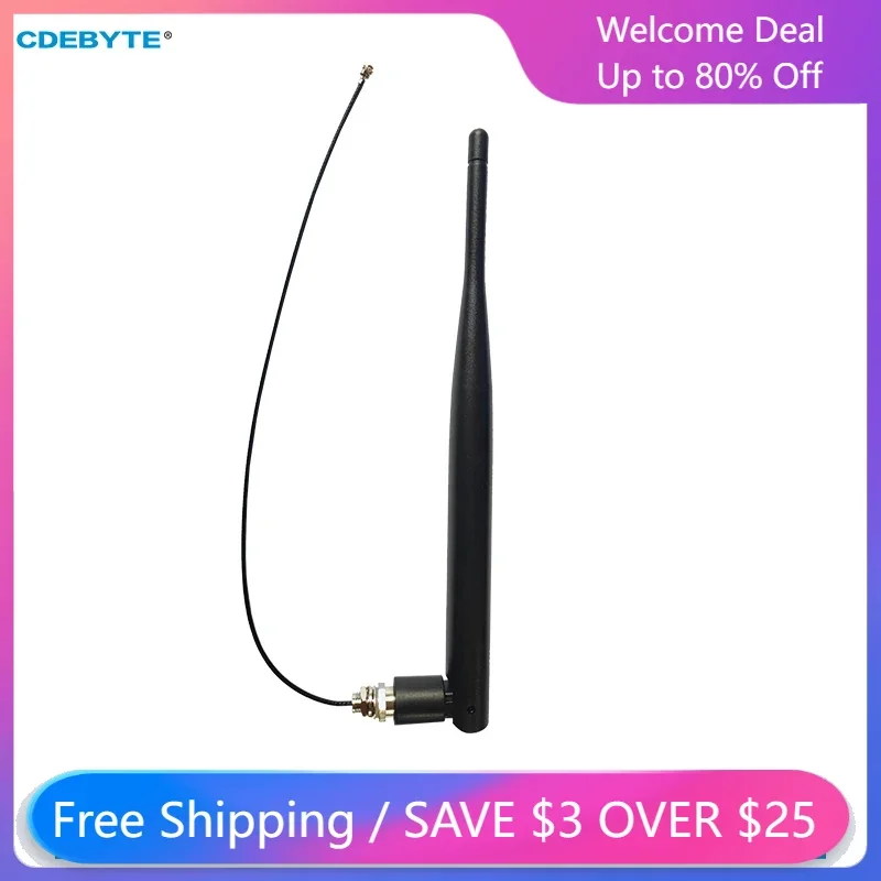 CDEBYTE 2PCS ohýbateľná gumová tyč anténa IPEX-1 230/470/868/915MHz 3DBI Široký frekvenčný pás Small VSWR 90 ° zložená anténa