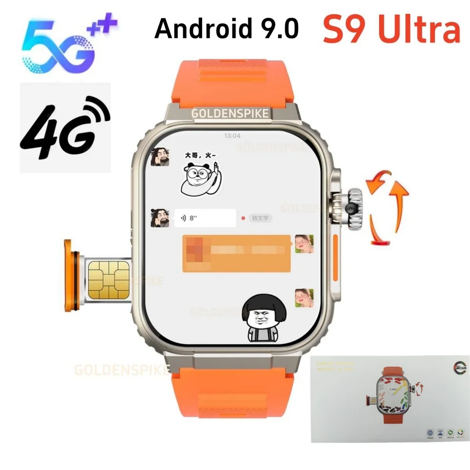 CDS9 SmartWatch S9 4G LTE Android 9.0 Watch 2,2 palca 448*528 AMOLED SCEEEN GPS WiFi Play Global Version Smart Watch Camera