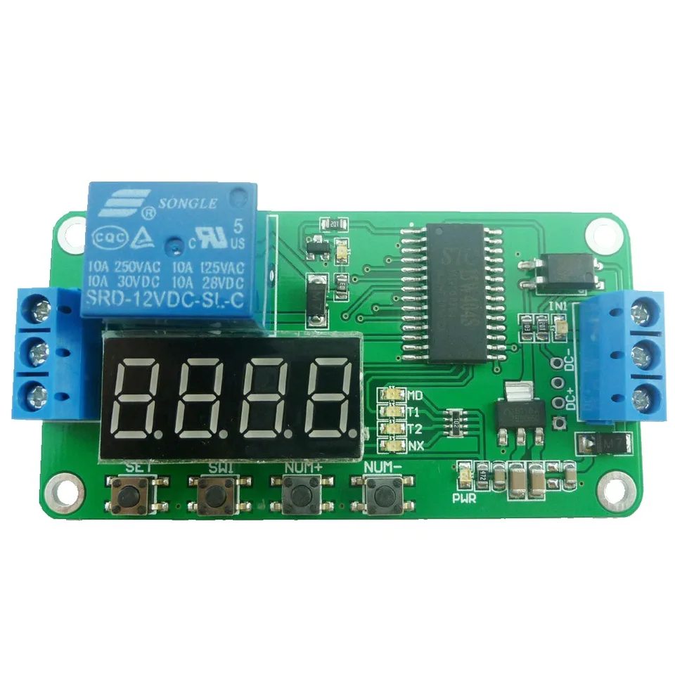 CE030 Multifunkčné oneskorenie časového relé časovač Časový spínač 1 kanál DC 12V Digitálna trubica LED pre PLC Smart Home Battery CAR Motocykel