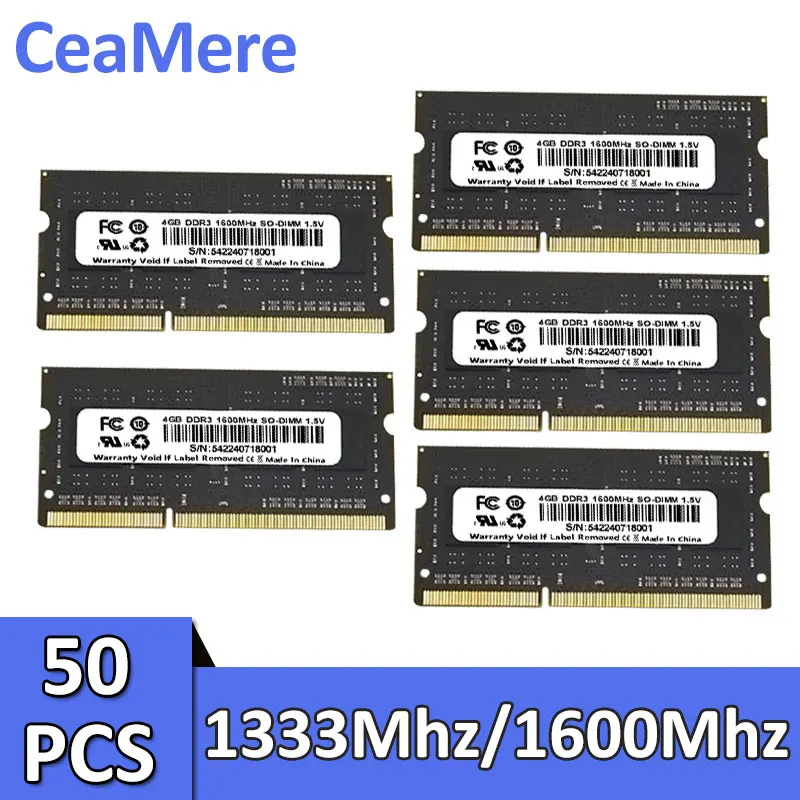 Ceamere DDR3 50ks Notebook Universal Memoriam Wholesale Memory, DDR3 4G, 8G, 1333 MHz, 1600MHz, 240pin RAM, pamäťová karta pre notebook