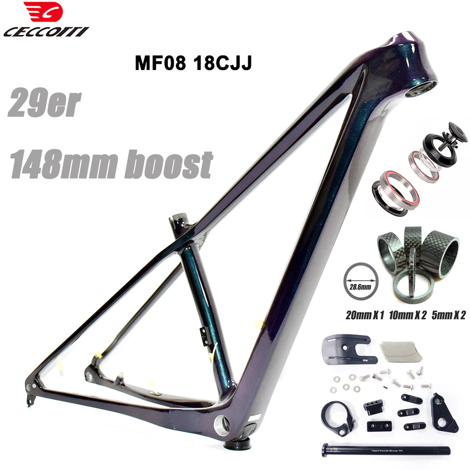 CECCOTTI-AR-CORBON Mountain Rám, 29er MTB, skutočná farba, 12x148 Boost, BSA73 Rámec bicyklov