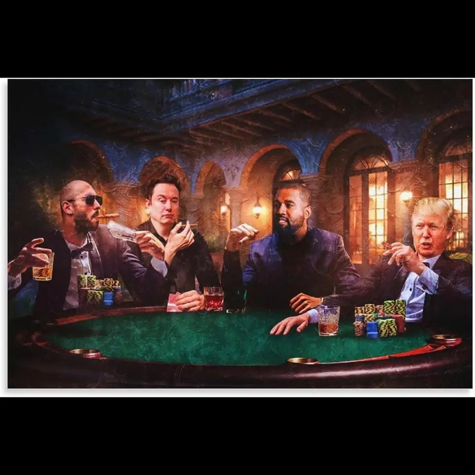 Celebrita ovplyvňovacia párty plagát Elon Musk Andrew Tate Donald Trump Dekoratívne plátno nástenné umenie pre obývaciu izbu spálňa x v