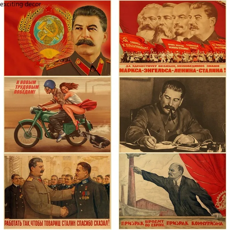 Celebrita Stalin Marx Lenin Plagát Soviet ZSSR CCCP CCCCP maľba
