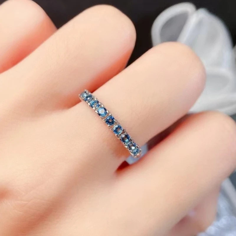 Celkom 0,5 ct 2 mm prírodný topoz prsteň Solid 925 Silver Topaz Šperky pre denné opotrebenie 3 vrstvy 18k zlatý dlaň Gemstone prsteň