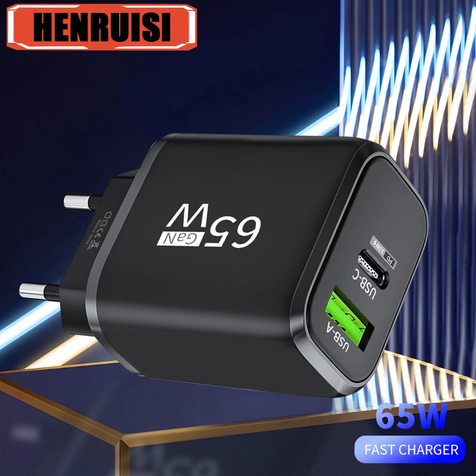 Celkom 65 W Gan USB C nabíjačka typu C Rýchle nabíjanie QC3.0 Cestovná nabíjačka pre iPhone Samsung Xiaomi Adaptér mobilného telefónu EU US