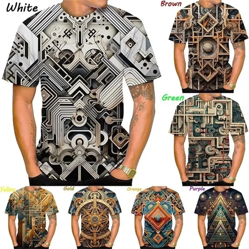Celá tlač geometrických kovových grafických tričiek pre mužov módne vtipné muži hip-hop tričko s nadmerným nadrozmerným mužským tričkom Ropa hombre
