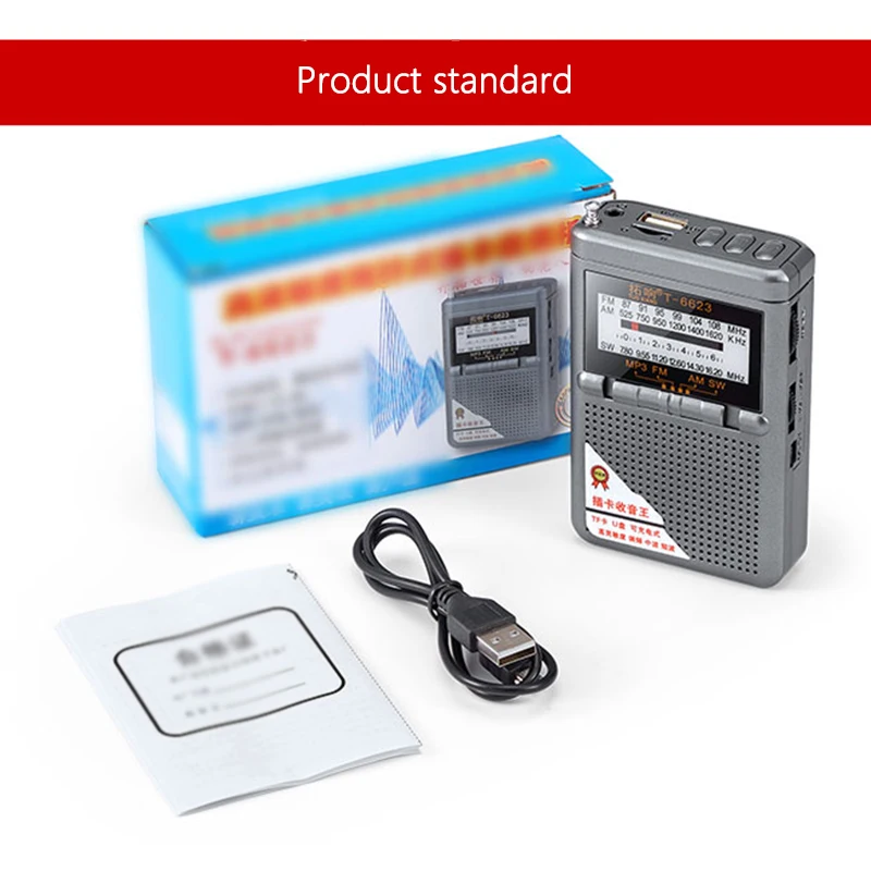 Celé pásmo Radio FM Am SW Radio Svetový prijímač s displejom reproduktor 88-108MHz Support TF karty slúchadlá Jack Jack Mini Pocket Radio Radio