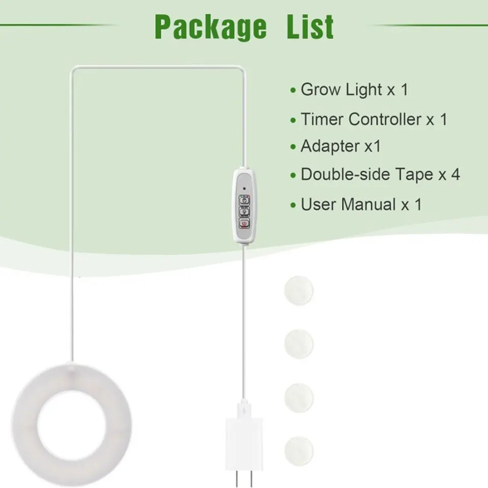Celé spektrum stropné svetlo Grow Light 3/9/12H Timér LED LED Halo Halo Výška výšky žiarovky nastaviteľná pod lampami rastlín pre vnútorné rastliny