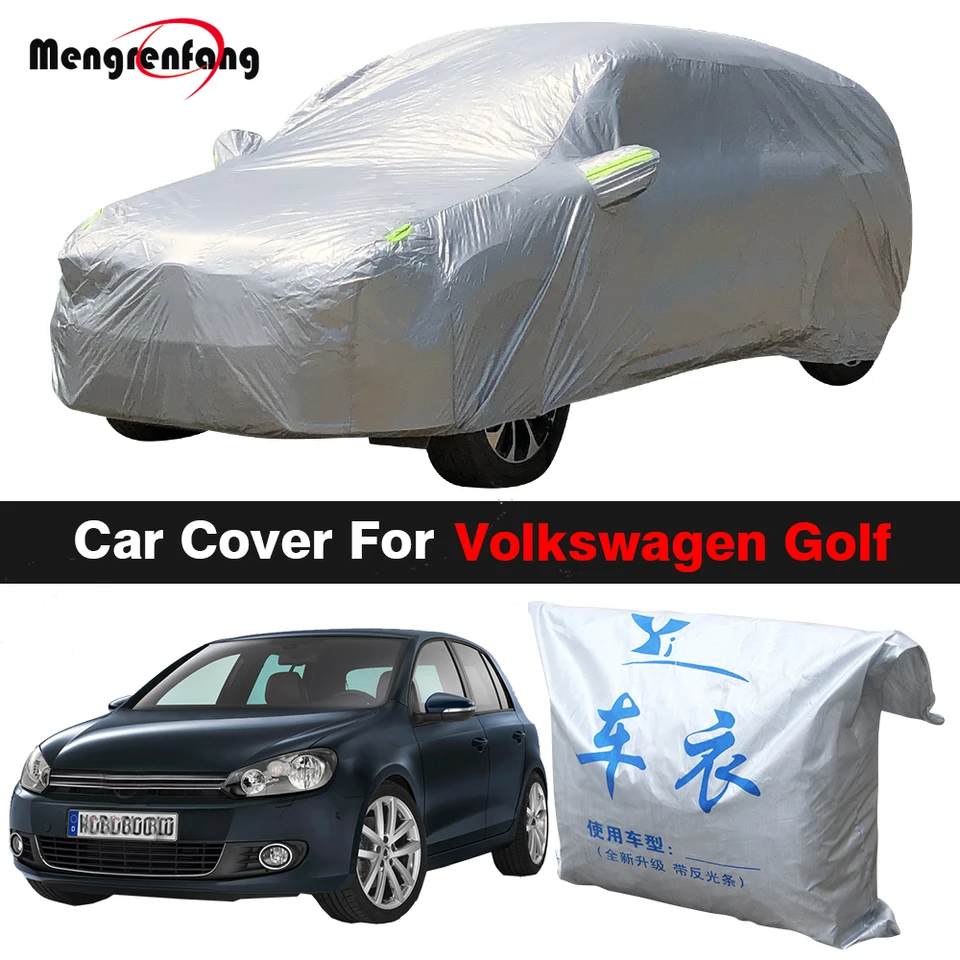 Celý kryt automobilu Anti-UV Sun Shade Rain Sneh Wind Vietor bránia pokrytiu prachu pre VW Volkswagen Golf