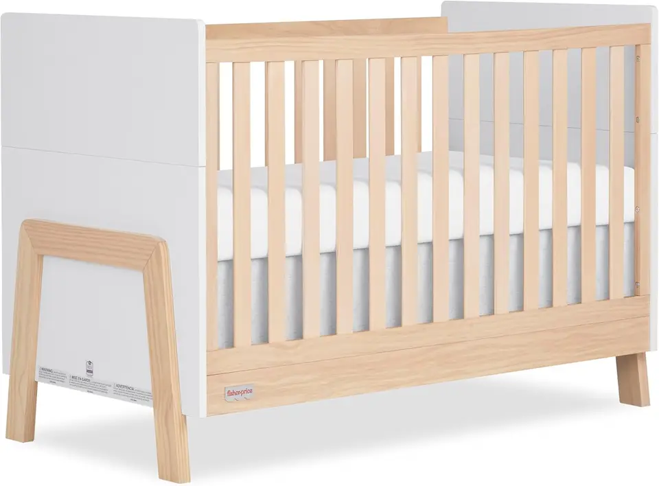 Cena Fisher Iris 4-v-1 Crib Crib v vintage White Oak, JPMA & Greenguard Gold certifikovaná, vytvorená z nových