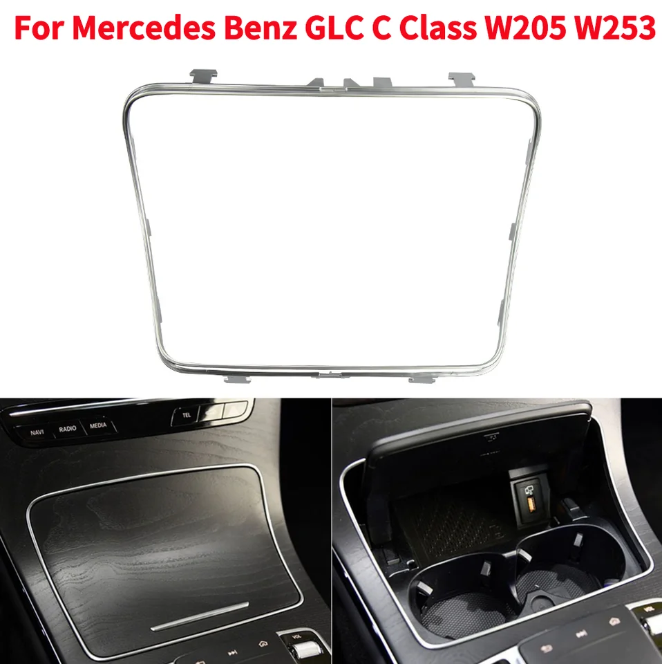 Centrum automobilu Popolňový držiak na pohár držiaka na držiak Chrome Frame Držiteľ vodnej vody pre Mercedes Benz C GLC Class W205 W253 2015-2020