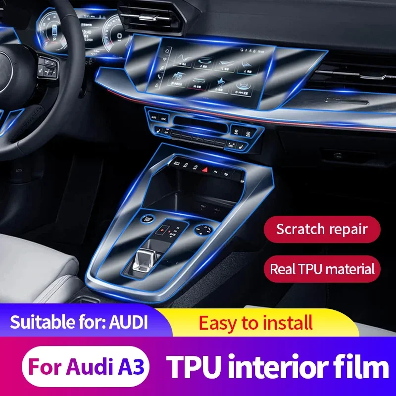 Centrálna kontrola interiérového modifikácie filmu Obrazovka prevodové vybavenie TPU Automobilové dodávky pre Audi A3 S3 8Y 2020 2021