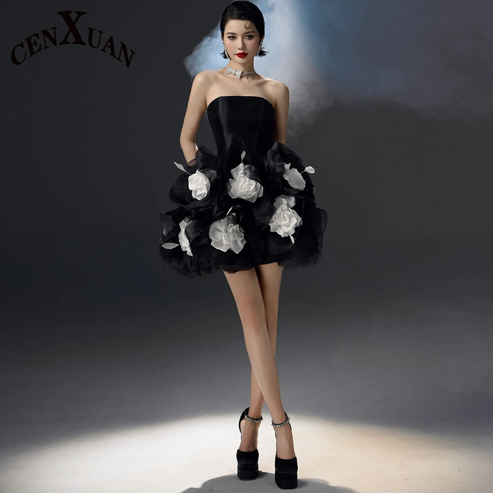 Cenxuan očarujúce mini kokteily pre ženy bez rukávov bez rukávov Špeciálne šaty Vestido de Gala Prispôsobené
