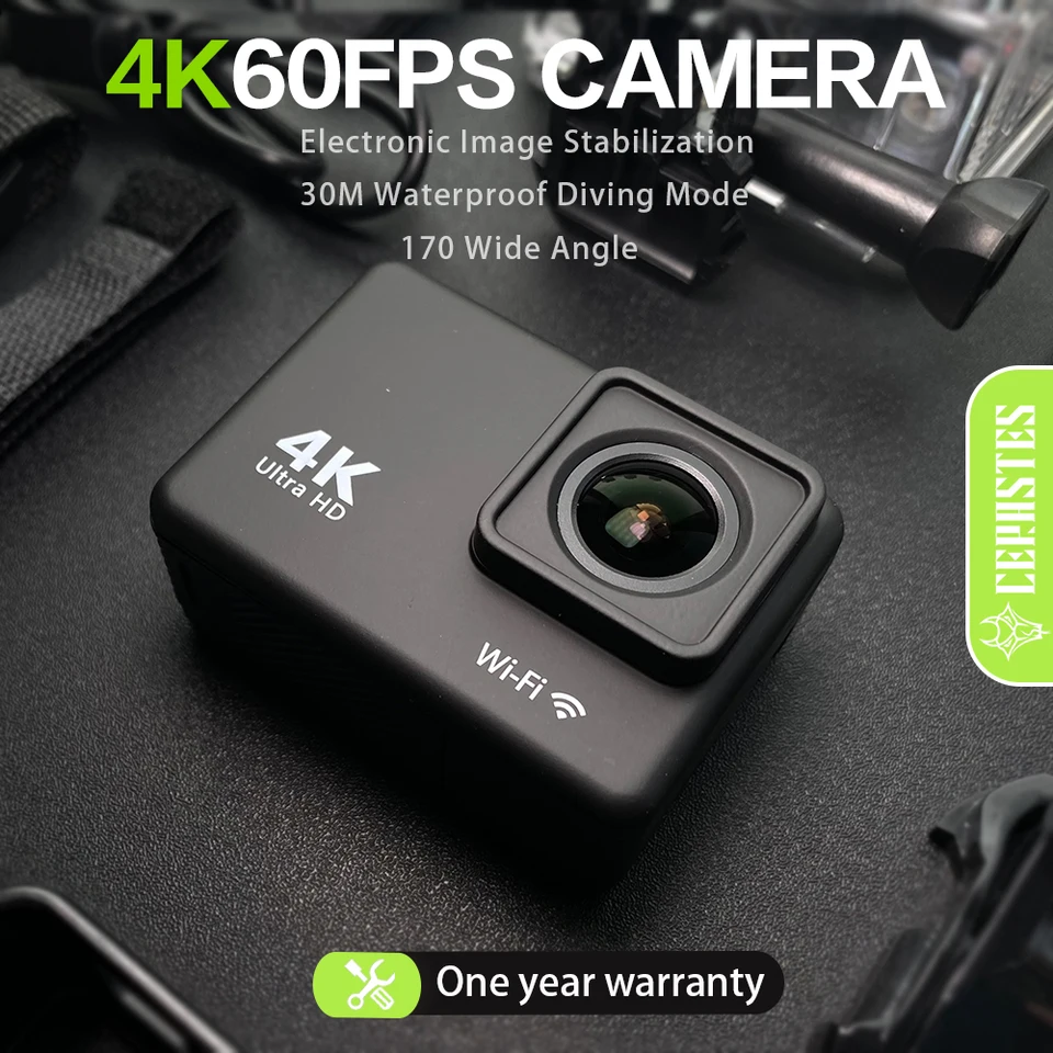 Cerastes 4K/60fps WiFi Action Action Camera s diaľkovo ovládaním