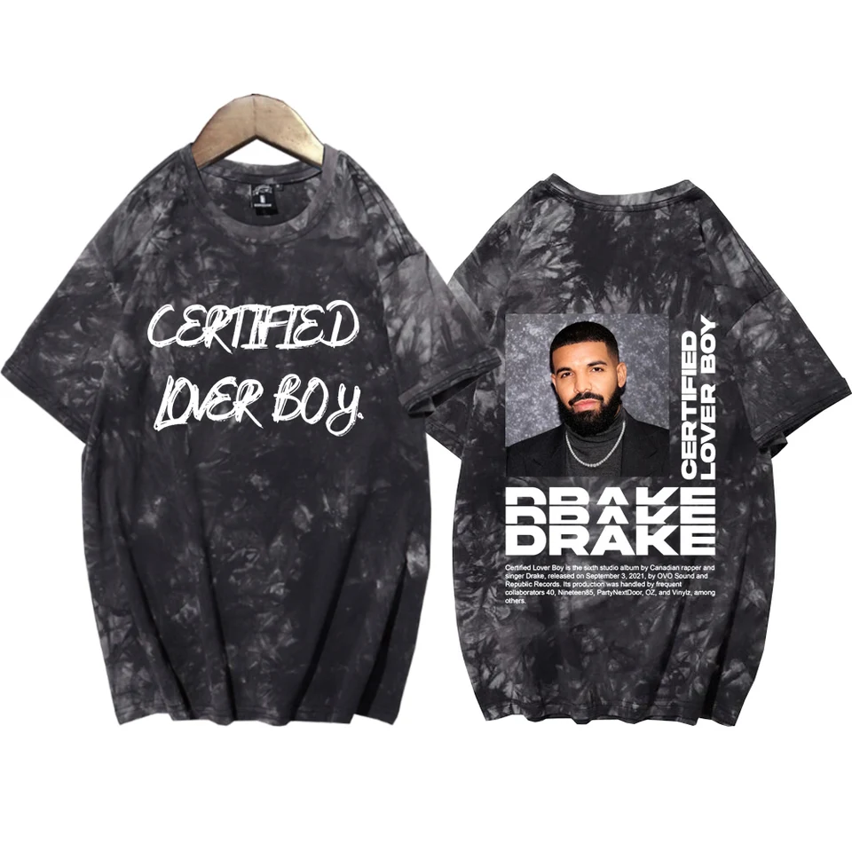 Certifikovaný milenec chlapec Drake 2024 kravata Farbet košele Muž a žena Harajuku letné príležitostné Topy Tops Pravidelné unisexové nadrozmerné tričko