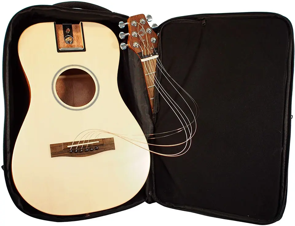 Cesta Solid Sitka Travel Guitar PJ410N Traveler Akustická gitara so skladateľným patentovaným systémom prenosný batohový batoh