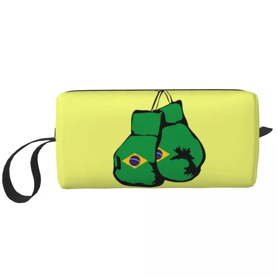 Cestovná brazília vlajka toaletná taška prenosná brazílska boxerská rukavice make -up kozmetický organizátor dámsky kozmetický úložný priestor DOPP KIT