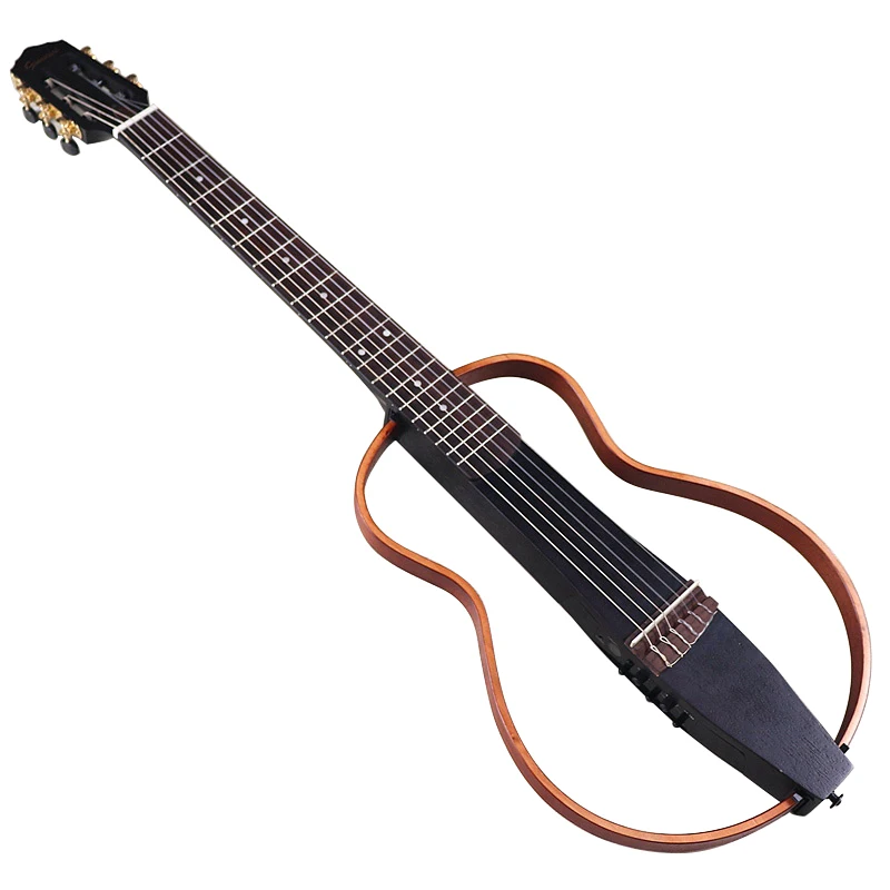 Cestovná gitara 6 strunové ticho Klasická gitara 39 palcov odnímateľná elektrická gitara plná kanada javorový drevené telo tichý štýl