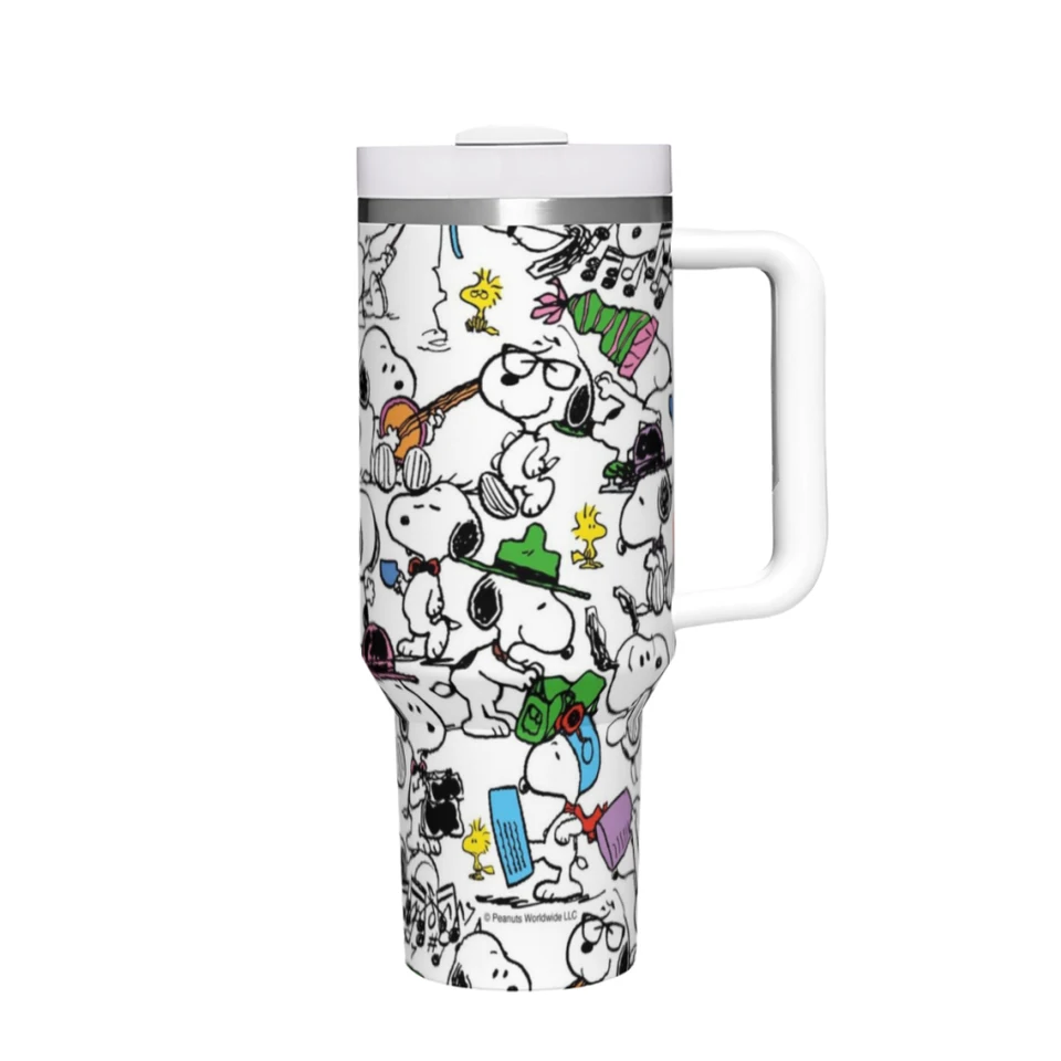 Cestovné hrnčeky roztomilé karikatúru Snoopy z nehrdzavejúcej ocele 304 Fľaša na vodu 40oz/1200 ml