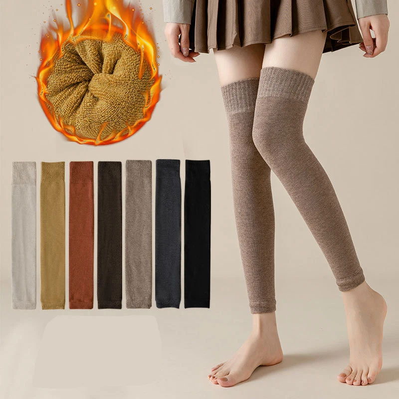 Cez kolenné ponožky s vysokým nohám v zime nové pre ženy čierne khaki teplé dlhé manžety dlhé ponožky Ohrievače tepelné stehná High Sock