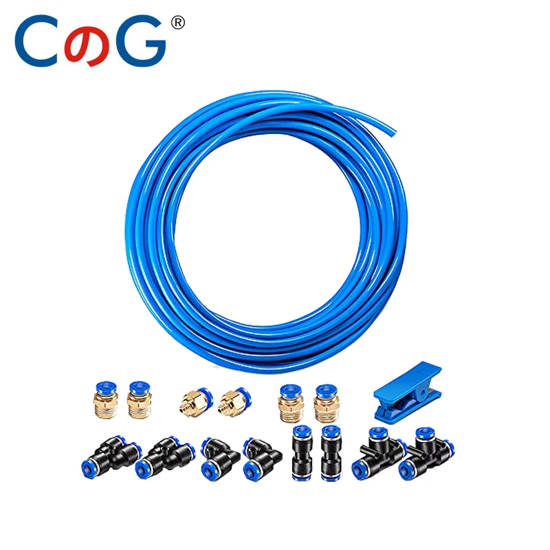 CG 6x4 8x5 Pneumatická hadička Oranžová PU Air Hadic Rúrka Sada rúrky 5/32 palca alebo 4 mm OD 2,5 mm 10 metrov s pripevnením PC a strom na trubicu
