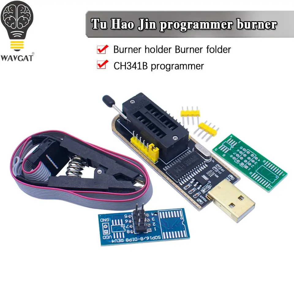 CH341B 24 25 Series EEPROM Flash BIOS CH341 USB Programátor modul + SOIC8 SOP8 Testovací klip pre EEPROM 93CXX / 25CXX / 24CXX