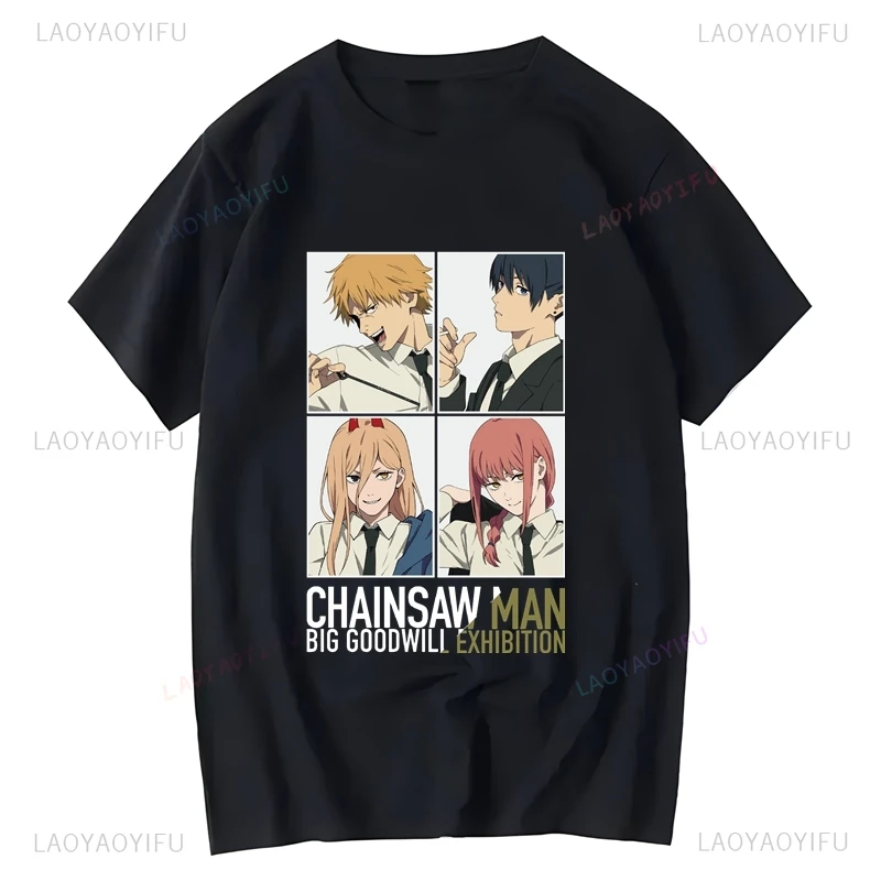 Chainsaw Man-grafická tlačová horná časť, unisex módne neformálne anime oblečenie, Denné top na ulici Top-rukávy s krátkym rukávom
