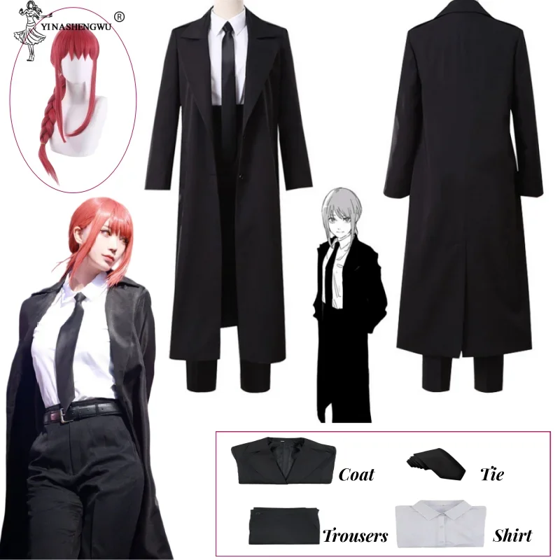 Chainsaw Man Makila Cosplay kostým čierna výkopová košeľa kravaty nohavice Men Dámske obleky Halloween Uniforma parochňa anime komiks makila cosplay