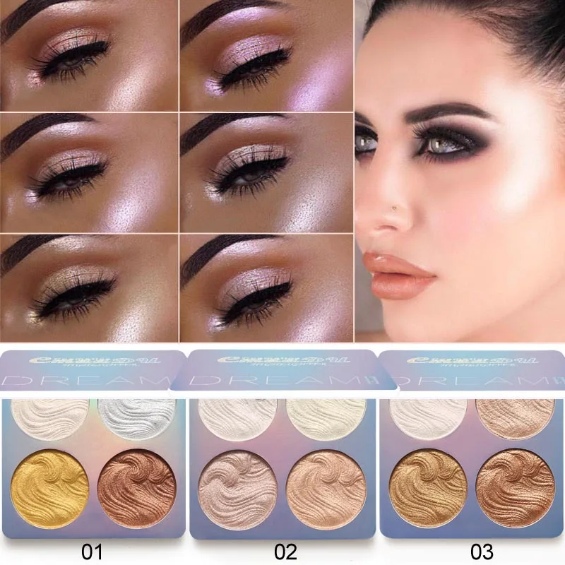 Chameleónový zvýrazňovací make -up prášok Iluminador maquiagem trblietavý žiarivý tvár rozjasňuje zvýrazňovač