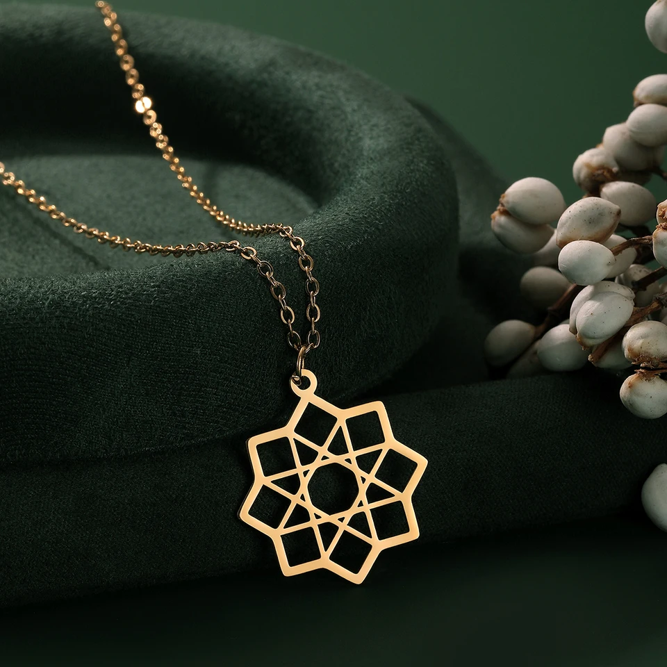 Chandler 8 bodov hviezda mandala prívesok Octagram náhrdelník Sacred Geometry Charm Octagram Mandaly šperky