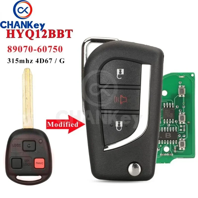 Chankey upgrade 3 BTN ASKE 314MHZ Diaľkový kľúč 4D67 / G Chip pre Toyota FJ Cruiser Land 2003-2009 FCC ID: HYQ12BBBT Toy43