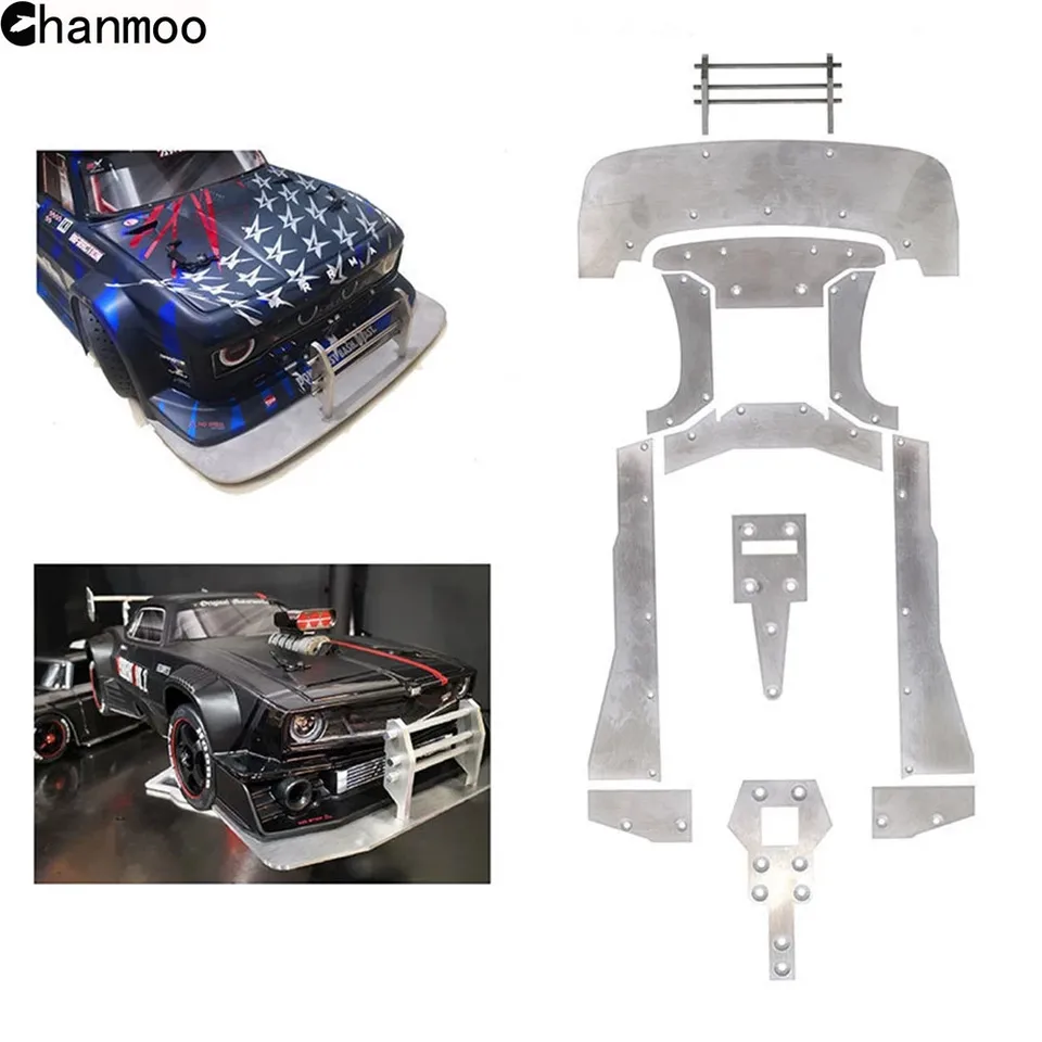 Chanmoo pre Arrma oceľový predný nárazník Chassis Armor Protector Protect Anti Lisid Plate 1/7 RC inovácia automobilu Part Infration V2 Felony